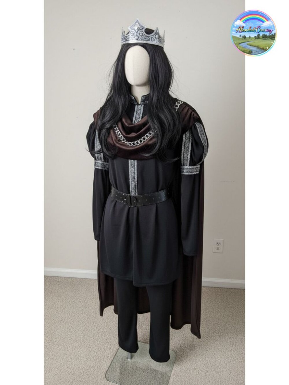 Men's Dark Monarch Medieval Adult Costume Set Tunic Cape Belt Crown